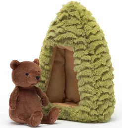 Jellycat knuffels Jellycat Forrest Fauna Bear With Tree House* Woodland Soft Toys