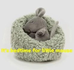 Jellycat knuffels Jellycat Hibernating Cuddly Mouse 12 Cm* Woodland Soft Toys