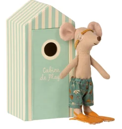 Maileg Beach Mouse Big Brother With Bath Cubicle* Doll House & Mouse House