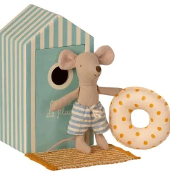 Maileg Beach Mouse Little Brother In Cabin De Plage* Doll House & Mouse House