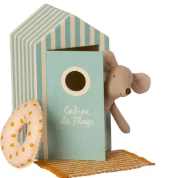 Maileg Beach Mouse Little Brother In Cabin De Plage* Doll House & Mouse House