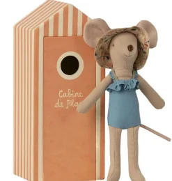 Maileg Beach Mouse Mother In Cabin De Plage* Doll House & Mouse House