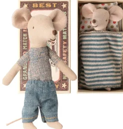 Maileg Big Brother Mouse In Matchbox* Doll House & Mouse House