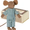 Maileg Big Brother Mouse With Pajamas In Matchbox* Doll House & Mouse House
