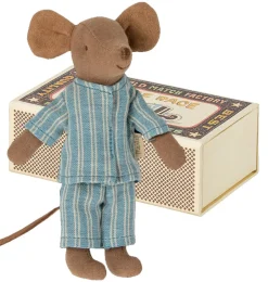 Maileg Big Brother Mouse With Pajamas In Matchbox* Doll House & Mouse House