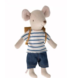 Maileg Big Brother Tricycle Mouse With Bag* Maileg Big Brother Mice, Clothing And Accessories