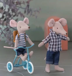 Maileg Big Brother Tricycle Mouse With Bag* Maileg Big Brother Mice, Clothing And Accessories