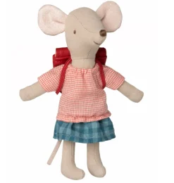 Maileg Big Sister Tricycle Mouse With Red Bag* Maileg Big Brother Mice, Clothing And Accessories