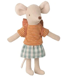 Maileg Big Sister Tricycle Mouse With Bag / Old Rose* Maileg Big Brother Mice, Clothing And Accessories