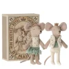Maileg Little Sister And Little Brother Royal Twins In Matchbox* Doll House & Mouse House
