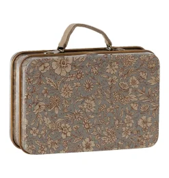 Maileg Metal Suitcase Blossom Grey* Doll Furniture And Accessories