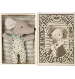 Maileg Sleepy Wakey Baby Mouse Boy In Matchbox* Doll House & Mouse House