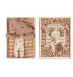 Maileg Sleepy Wakey Baby Mouse Girl In Box* Mice & Rat Cuddly Toys