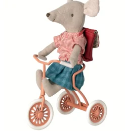 Maileg Tricycle Bike With Shelter For The Mice / Color Coral* Doll Furniture And Accessories