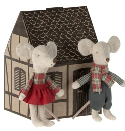 Maileg Winter Mice Twins Little Brother And Little Sister* Doll House & Mouse House