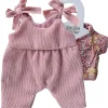 Mamamemo doll clothes & accessories Mamamemo Corduroy Overalls With A Floral Top For Gordi Dolls* Doll Clothes