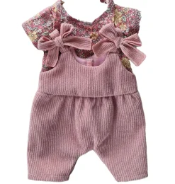 Mamamemo doll clothes & accessories Mamamemo Corduroy Overalls With A Floral Top For Gordi Dolls* Doll Clothes
