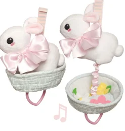 Manhattan Toy Lullaby Bunny In Basket With Flowers* Rabbits And Hares