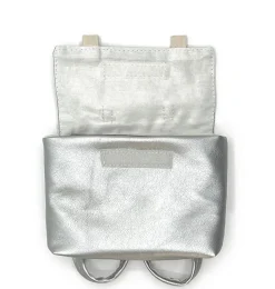 Minikane School Bag For The Gordi Dolls / Silver Artificial Leather* Doll Furniture And Accessories